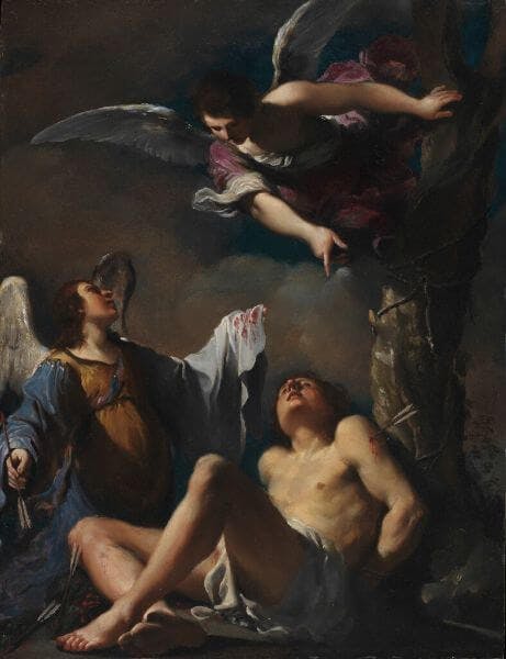 Guercino: St Sebastian succoured by two angels